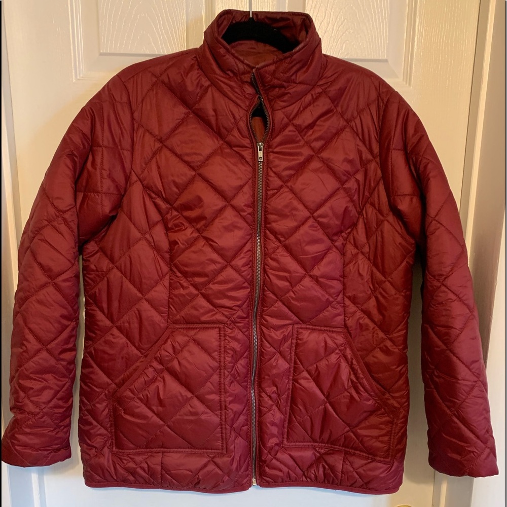 Raspberry lightweight puffer jacket
